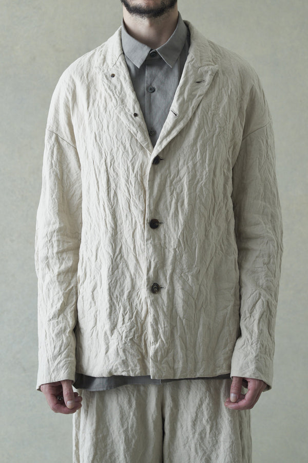 DEVOA 24 spring and summer pleated buttoned lapel jacket JKK-MLFJ natural color